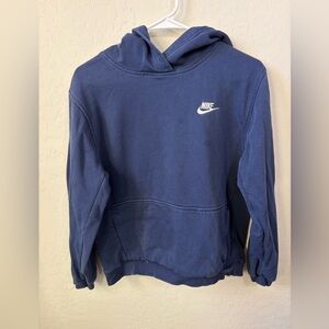 Nike Kids Navy Blue Hooded Sweatshirt with White Logo